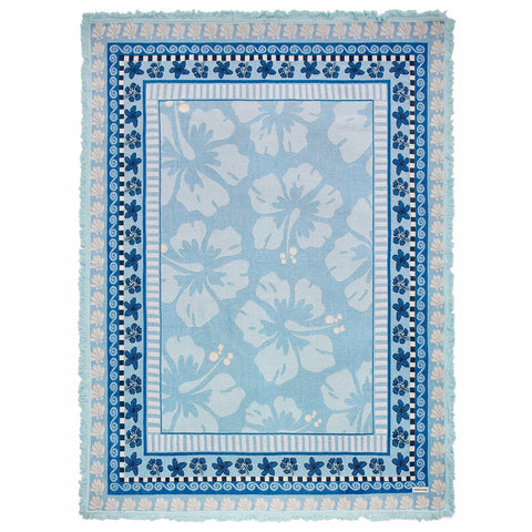 Blue Hibiscus Picnic Rug