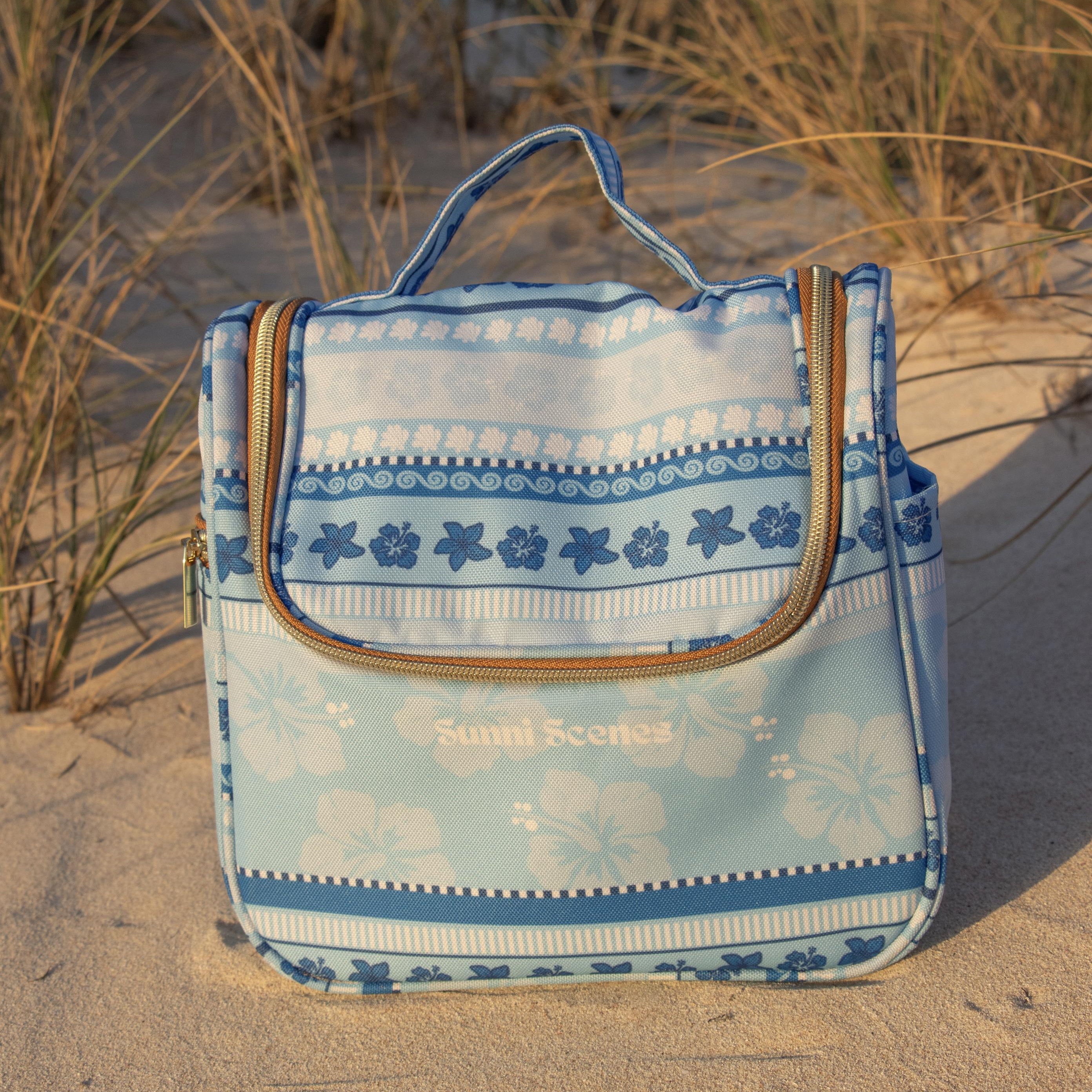 Blue Hibiscus Hanging travel bag