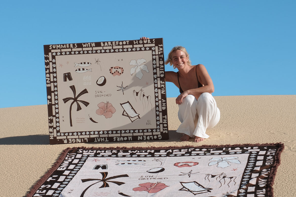 El Sol rug styled on the sand