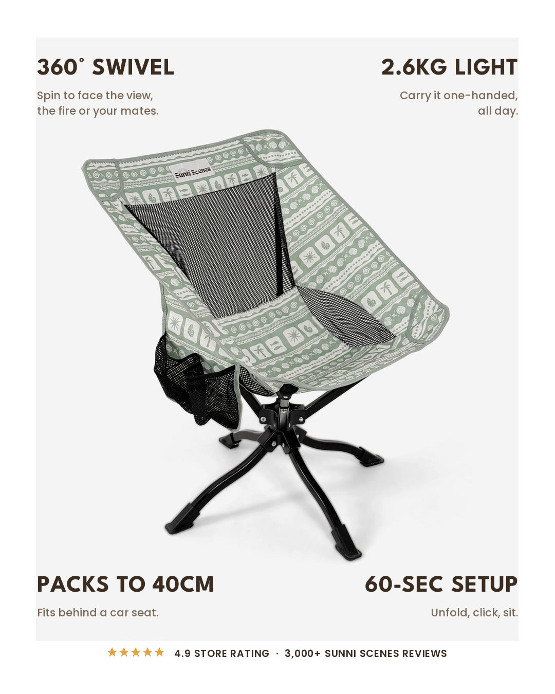 Compact Spin Camp Chair key features