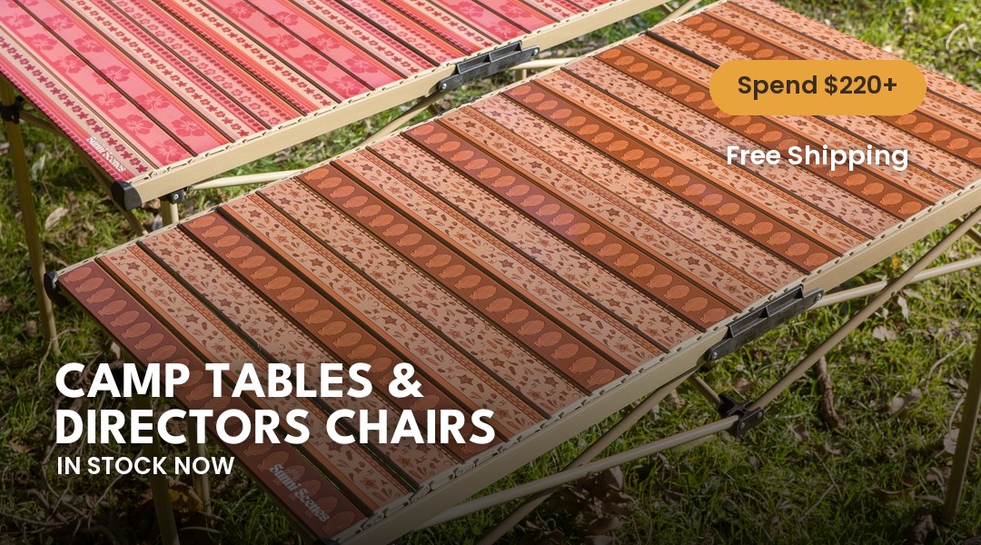 Camp tables and directors chairs in stock now