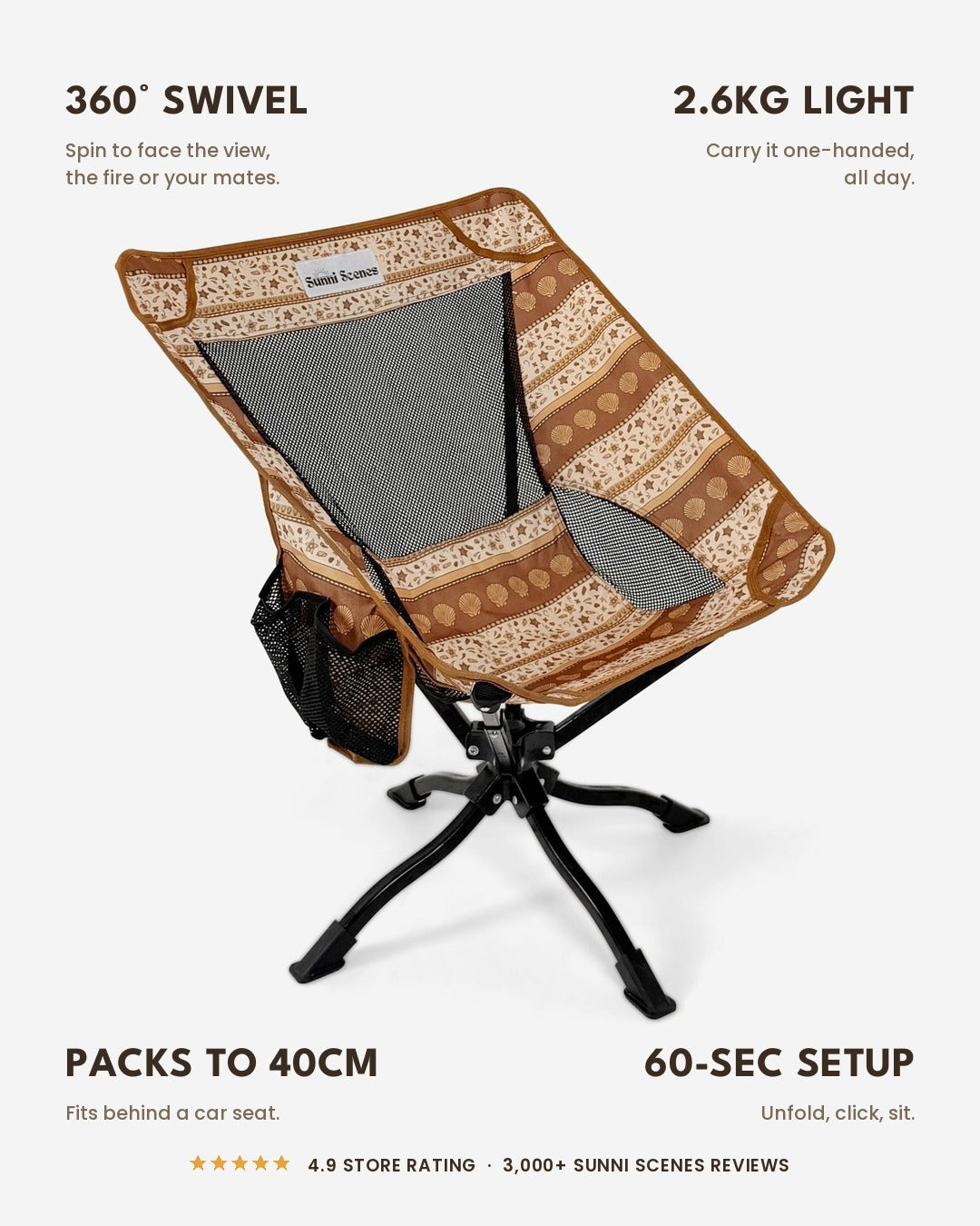 Compact Spin Camp Chair key features